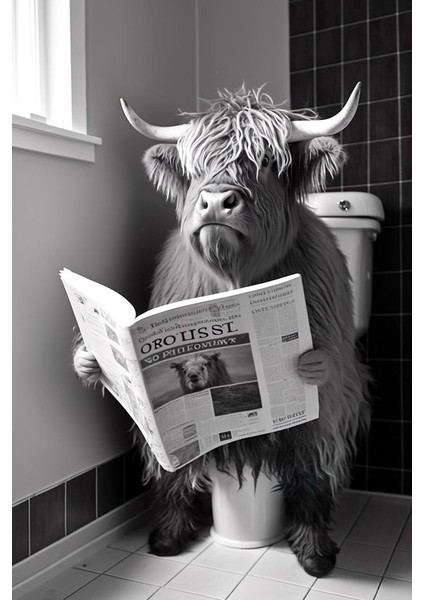 Komik Wc Tuvalet Öküz Ev Duvar Salon Güzellik Salonu Ofis Dükkan Dekarasyon Kanvas Tablo fiyatları