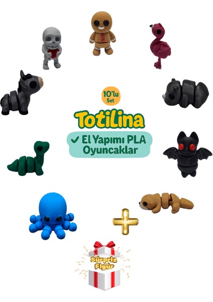 10'lu Set (Kurabiye Adam Flamingo Gergedan Yarasa Su Samuru…)