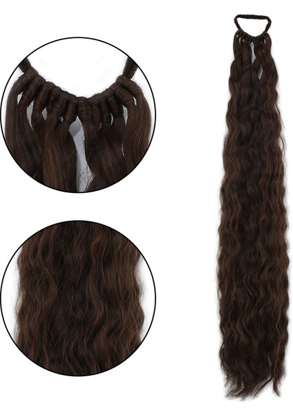 Lastik Tokalı At Kuyruğu Kabarık Afro Dalgalı / Kızıl Kahve