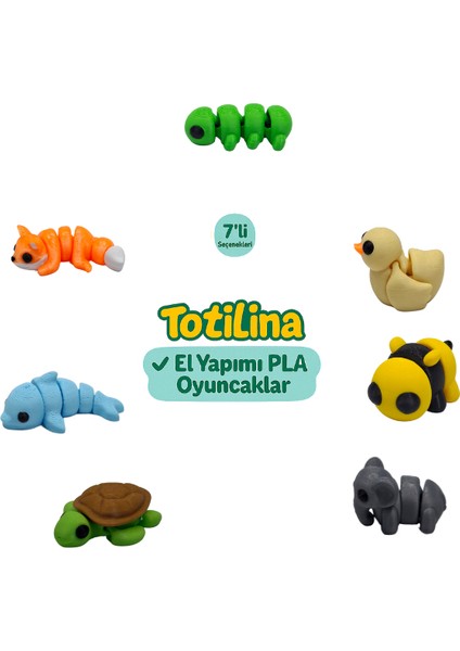 7'li Set (Tırtıl Ördek Arı Fil Kaplumbağa Yunus Tilki…)