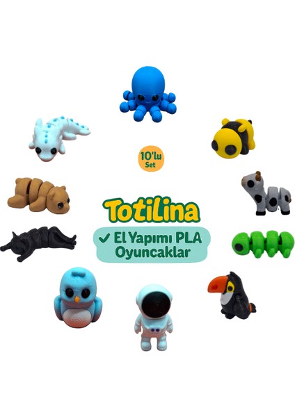 10'lu Set (Ahtapot Arı Inek Tırtıl Tukan Kuşu Astronot Kuş Kedi…)