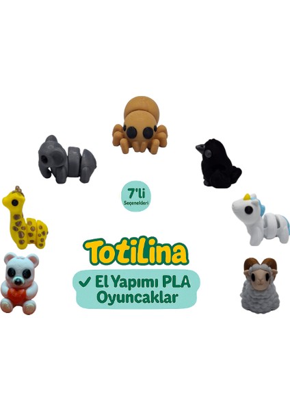 7'li Set (Örümcek Karga Unicorn Koç Ayı Zürafa Fil…)