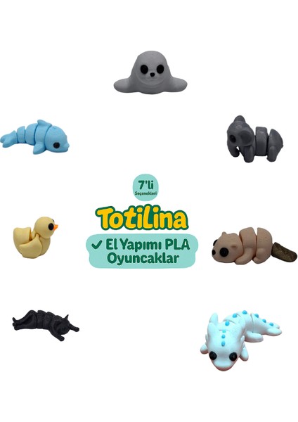 7'li Set (Fok Fil Su Samuru Aksolotl Kedi Ördek Yunus…)