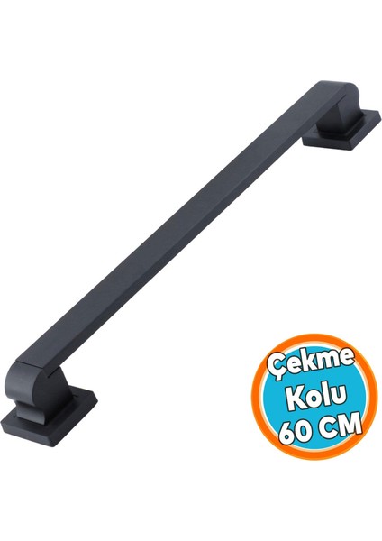 Sürgülü Kapı Çekme Kolu Tutma Kulpu Kulbu Çelik Dış Kapı Tutamağı Kol Siyah 60 cm