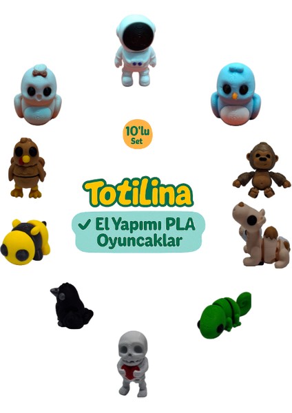 10'lu Set (Astronot Kuş Goril Deve Bukalemun Iskelet Karga Arı…)