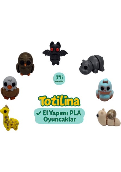 7'li Set (Yarasa Hipopotam Kuş Salyangoz Zürafa Kartal Baykuş…)