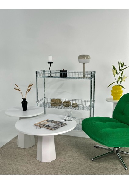 Lilyum Mantar Orta Sehpa Beyaz İkili Set modelleri