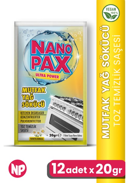 Mutfak - Yağ Sökücü Toz Temizlik Saşesi (12 Adet x 20GR)