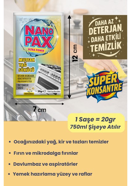 Mutfak - Yağ Sökücü Toz Temizlik Saşesi (12 Adet x 20GR) modelleri