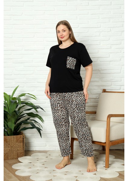 %100 Pamuk Büyük Beden 3 Parça Kadın Pijama Takımı