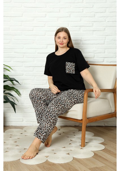 %100 Pamuk Büyük Beden 3 Parça Kadın Pijama Takımı