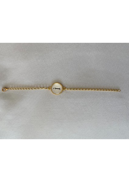 I Harfli Kalın Zincirli Bileklik Altın Renk