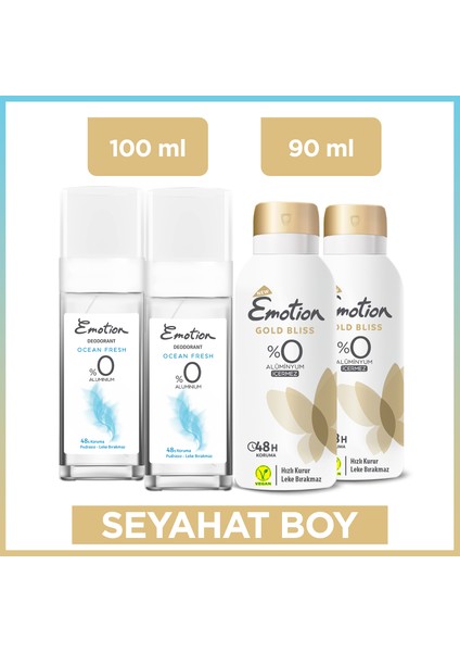 Gold Bliss Deodorant 2 x 90 ml & Ocean Fresh Pump Sprey Deodorant 2 x 100 ml Seyahat Seti