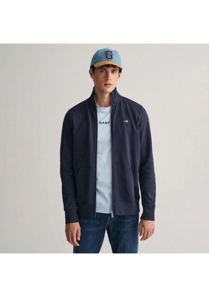 Erkek Lacivert Regular Fit Fermuarlı Sweatshirt