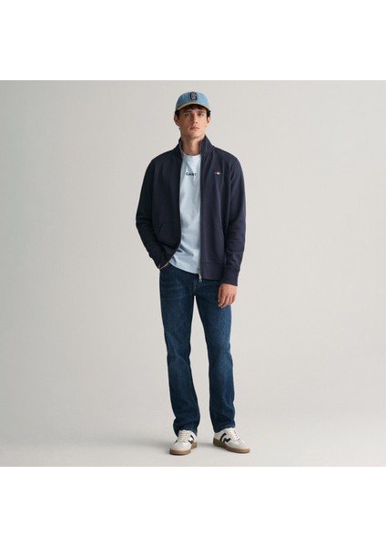 Erkek Lacivert Regular Fit Fermuarlı Sweatshirt