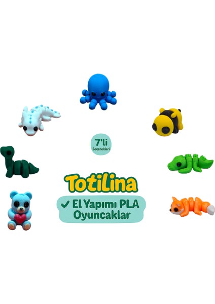 7'li Set (Ahtapot Arı Timsah Tilki Ayı Dinozor Aksolotl…)