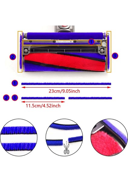 18X Yumuşak Peluş Çizgiler Dyson V6 V6 V7 V8 V10 V11 V15 Vakum Süpürge Yumuşak Silindir Yedek Parçaları (Yurt Dışından) fırsatları