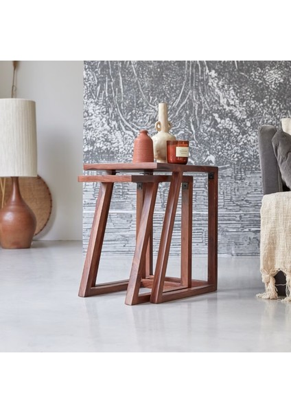 Lou Basic Stil 2 Li Masif Ahşap Zigon Sehpa fiyatları