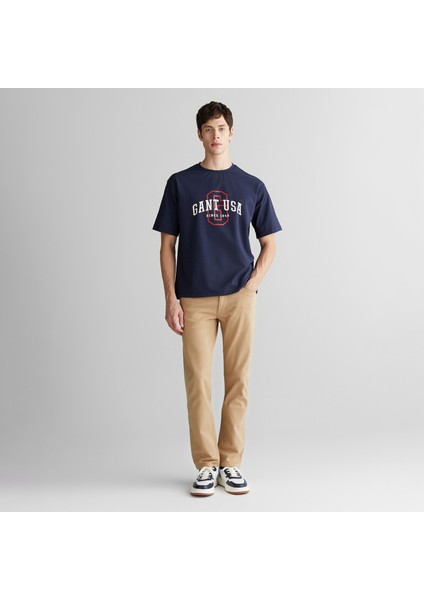 Erkek Lacivert Regular Fit Bisiklet Yaka Logolu T-Shirt modelleri