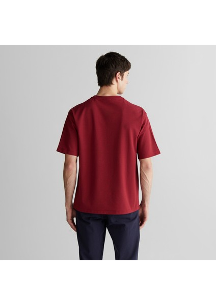 Erkek Bordo Regular Fit Bisiklet Yaka Logolu T-Shirt fiyatları