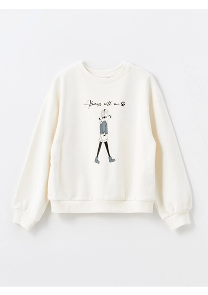 Lcw Kids Ekru Bisiklet Yaka Baskılı Uzun Kollu Kız Çocuk Sweatshirt ve Tayt fiyatları