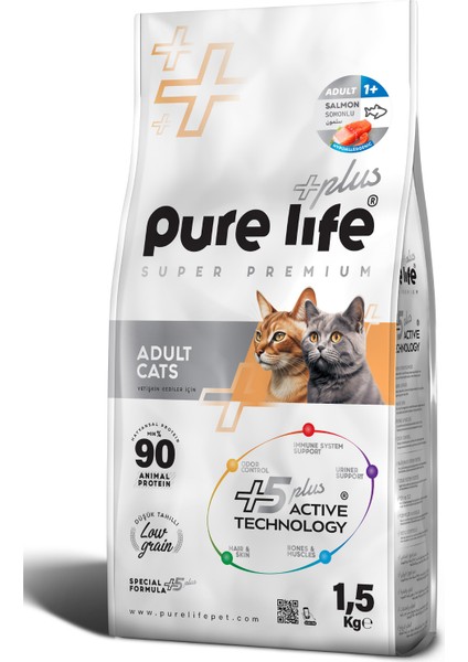 Purelife Plus Somonlu Yetişkin Kedi Maması 1.5kg
