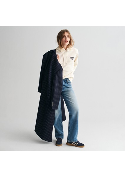 Kadın Krem Relaxed Fit Kapüşonlu Logolu Sweatshirt fırsatları