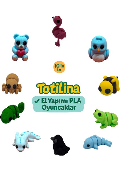 10'lu Set (Flamingo Kuş Arı Kurbağa Yunus Karga Aksolotl…)