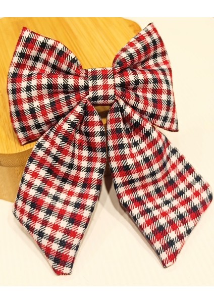 Lüks Ekose Desenli Gösterişli Fiyonk Klips Toka