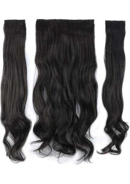 Fiber Sentetik Dalgalı Yarım Ay + 2 Yan Çıt Çıt / Kahverengi