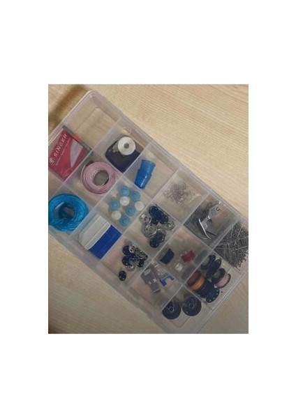 18 Bölmeli Şeffaf Plastik Takı Düzenleyici Kutu - Dayanıklı ve Pratik Kullanım, 26x15x3 cm