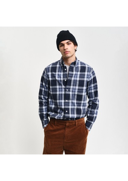 Erkek Lacivert Regular Fit Düğmeli Yaka Gömlek