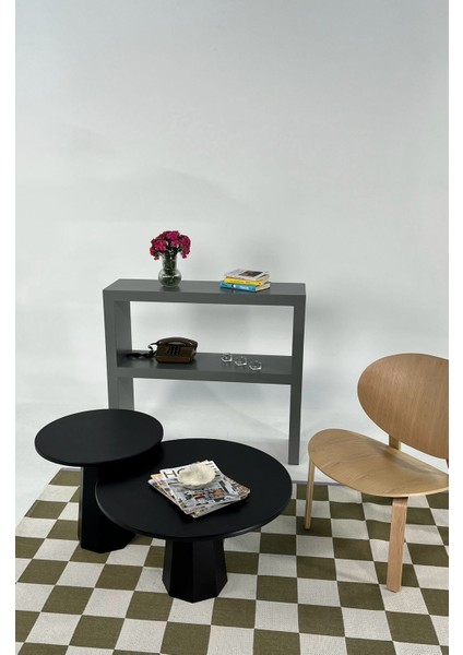 Lilyum Mantar Orta Sehpa Siyah İkili Set fiyatları