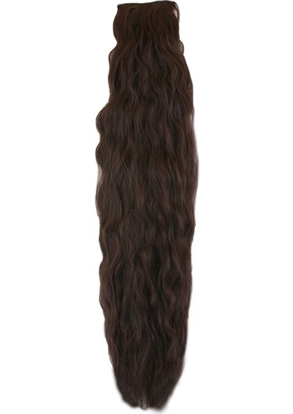 Fiber Sentetik Kabarık Dalgalı 8 Parça Çıt Çıt / Koyu Kahve