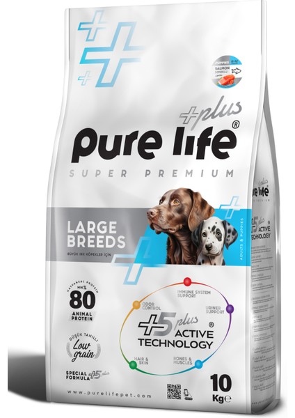 Purelife Plus Somonlu Büyük Irk Yavru Köpek Maması 10KG