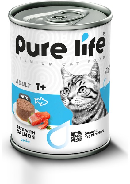 Purelife Pate Somonlu Yetişkin Kedi Konserve Mama 400GR