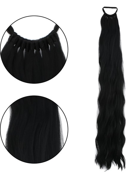 Lastik Tokalı At Kuyruğu Su Dalgalı / Siyah