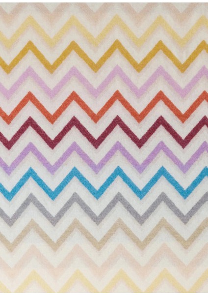 Italyan Yapımı Renkli Yün Karışımı Atkı,zikzak Desenli ve Saçaklı