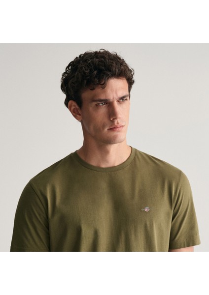Erkek Yeşil Regular Fit Bisiklet Yaka T-Shirt indirimleri