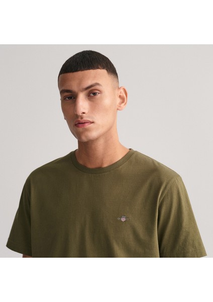 Erkek Yeşil Regular Fit Bisiklet Yaka T-Shirt