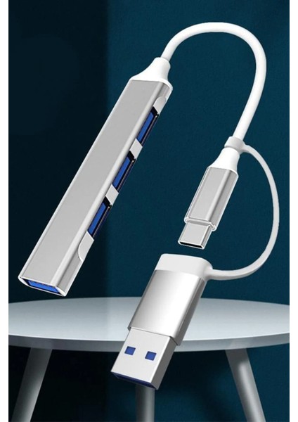 Yeni Nesil Cihazlar Dizüstü Bilgisayar MacBook ve iPad Uyumlu Type-C Hub | 4 Portlu Çoklu Adaptör fırsatları