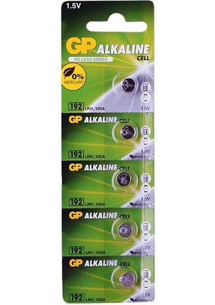 Gp 192 1.5 Volt LR41 Alkalin Düğme Pil 5'li