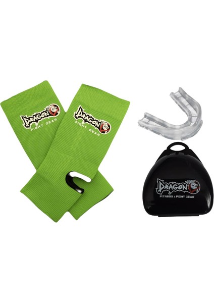 41280 Muay Thai Yeşil Ayak Çorabı ve Profesyonel Şeffaf Dişlik 2'li Set
