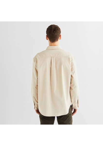 Erkek Bej Relaxed Fit Düğmeli Yaka Gömlek fiyatları