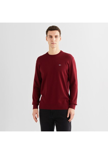 Erkek Bordo Regular Fit Bisiklet Yaka Kazak