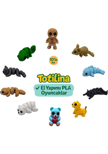 10'lu Set (Kurabiye Adam Fare Yunus Kedi Puma Ayı Su Samuru…)