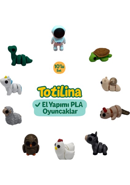 10'lu Set (Astronot Kaplumbağa Salyangoz Su Samuru Eşek…)