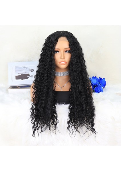 Afro Dalga Siyah Orta Boy Tül Peruk