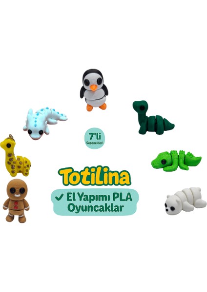 7'li Set (Penguen Dinozor Timsah Ayı Kurabiye Adam Zürafa Aksolotl…)