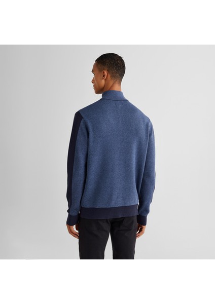 Erkek Lacivert Relaxed Fit Yarım Fermuarlı Kazak fiyatları